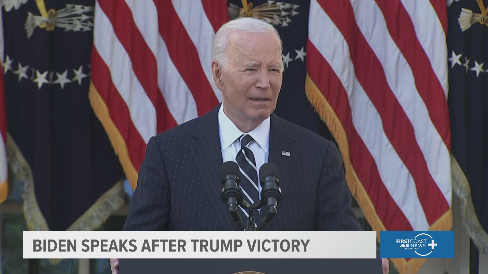 Biden spoke at the Rose Garden Thursday morning.