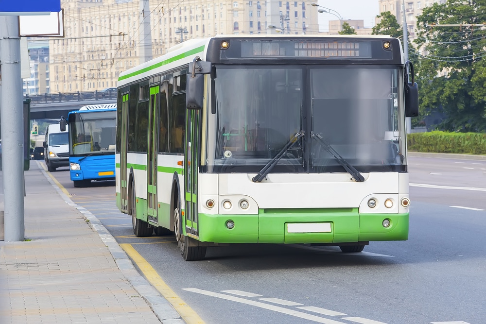 Bus driving on the road