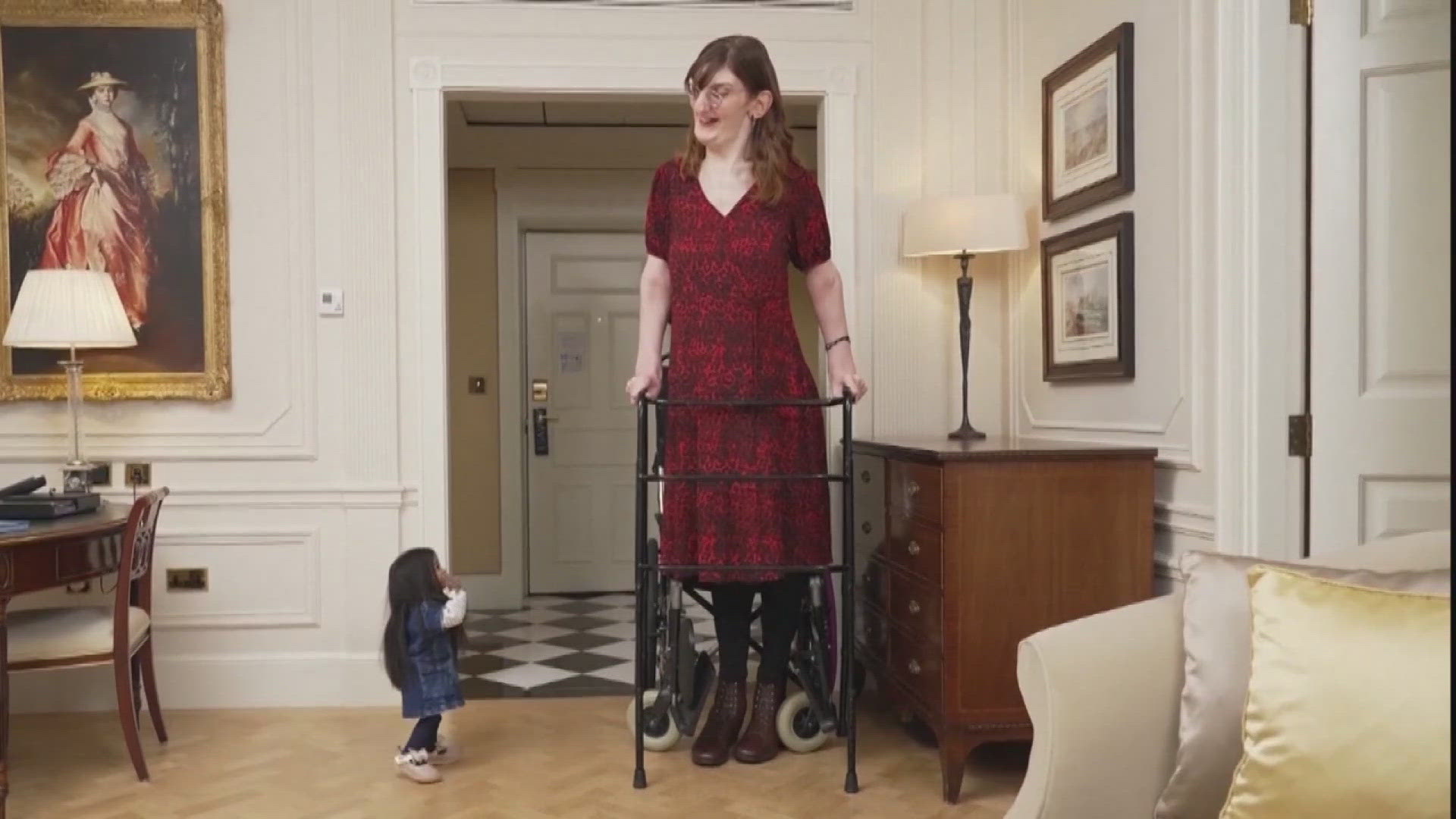 In celebration of the 20th Guinness World Records Day, Rumeysa Gelgi who stands at 7'1, and Jyoti Amge who stands at 2'1 met each other for tea in London.