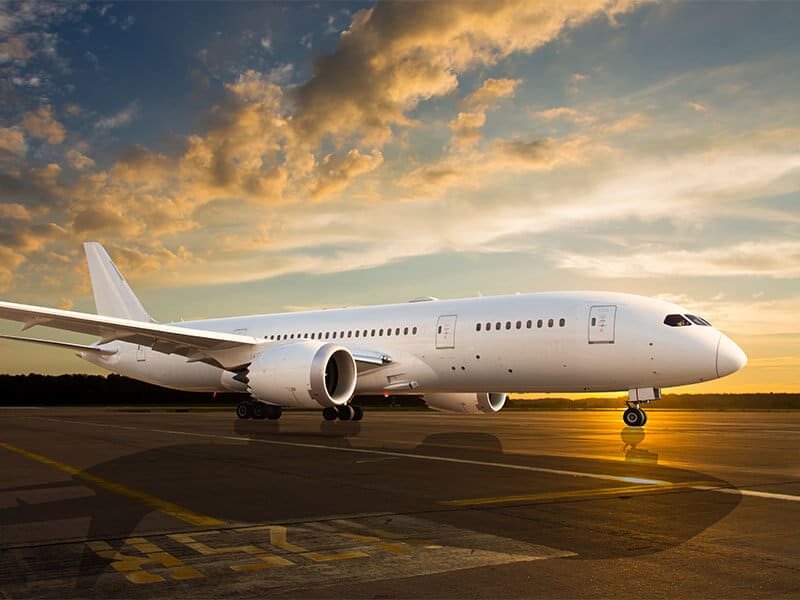 Large airplane on runway